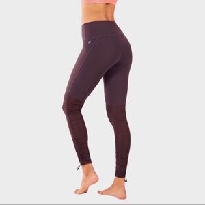 Fabletics Cashel Foldover PureLuxe Leggings Size Medium Ruching Plum Activewear